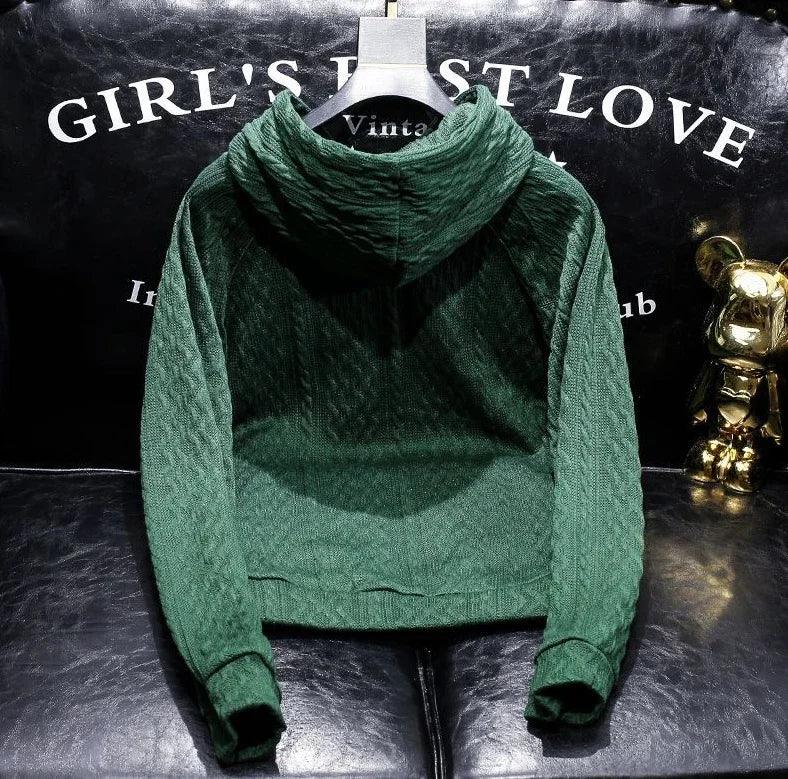 Sweatshirts for Man Cropped Hooded Men's Clothing Solid Green Hoodies Novelty and Cheap New in Loose Designer Streetwear Cotton