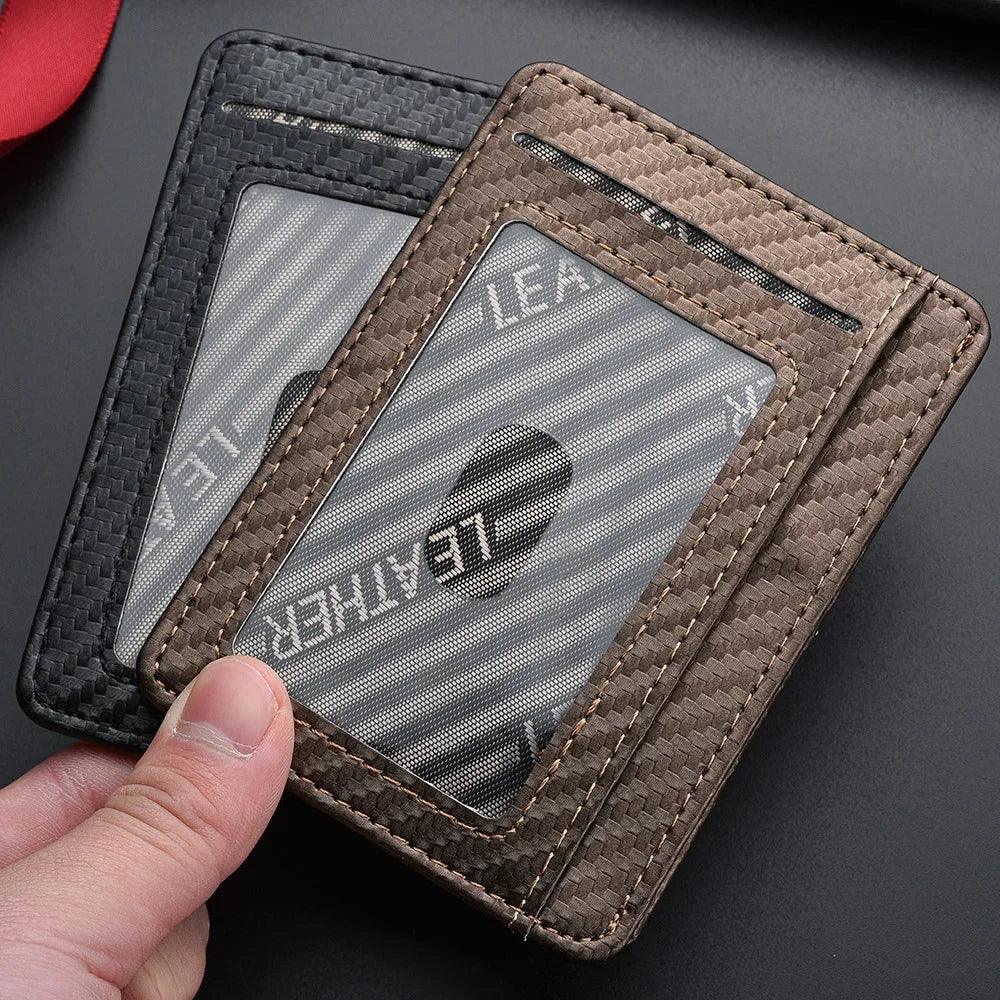 Men's Slim Thin Minimalist Front Pocket Wallets Men Anti Rfid Blocking Protected Magic ID Credit Card Holder PU Leather Wallets