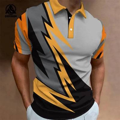 Fashion Simplicity Men's Polo Shirt Summer Short Sleeve Buttons Tops Street Sports Style Clothing Oversized Pullover Golf Wear