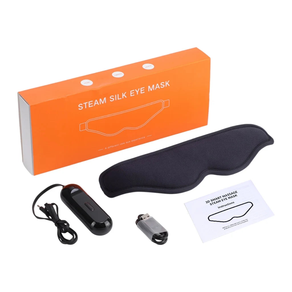 Hot Compress Steam Eye Mask 3D Electric Heated Eye Massager for Relieve Eyes Dry Strain Dark Circles Sleeping Mask Eyeshades