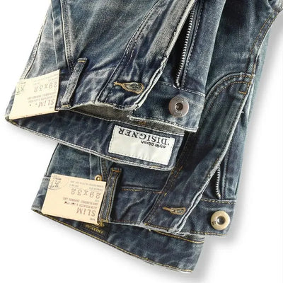 High-end 2022 Retro Motorcycle Jeans Men Spring Autumn Loose Zipper Designer Straight Pants Stitching Tooling Cargo Pants Men