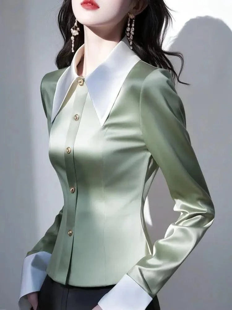 Pink Satin Women Waist-hugging Professional