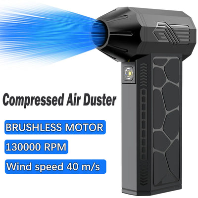 Compressed Air Duster Mini Blower Turbo Fan Cordless Electric air Duster for Keyboard PC Cleaning,No Canned for Home and Car