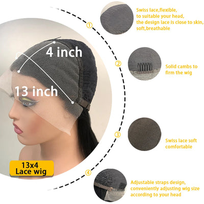 13x4 Short Bob Wig Lace Front Human Hair Wig For Black Women Brazilian Hair Wigs Pre Plucked Hd Straight Lace Front Wig Bob Wigs