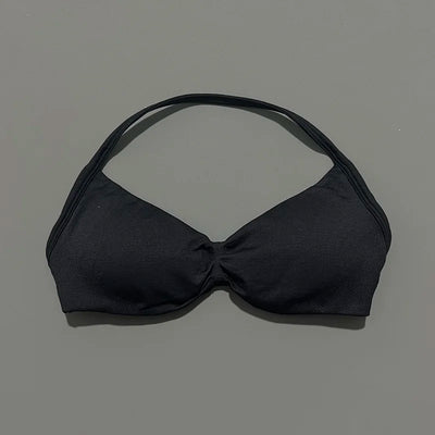 HISTELLO Impact Strappy Bra Gym Top Women High Support Thin Strap Halter Sports Seamless Bras Scrunch Push-up Workout Yoga Tanks