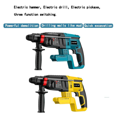 26MM Brushless Electric Hammer Drill Multifunctional Rotary Cordless Rechargeable Power Tools Fit MA KITA/Dewalt 18V Battery