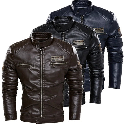 Men Outerwear Leather Moto Jacket Trend Brand Men's New Clothing Men Fashion Leather Jacket Streetwear Blazer Casual Jackets