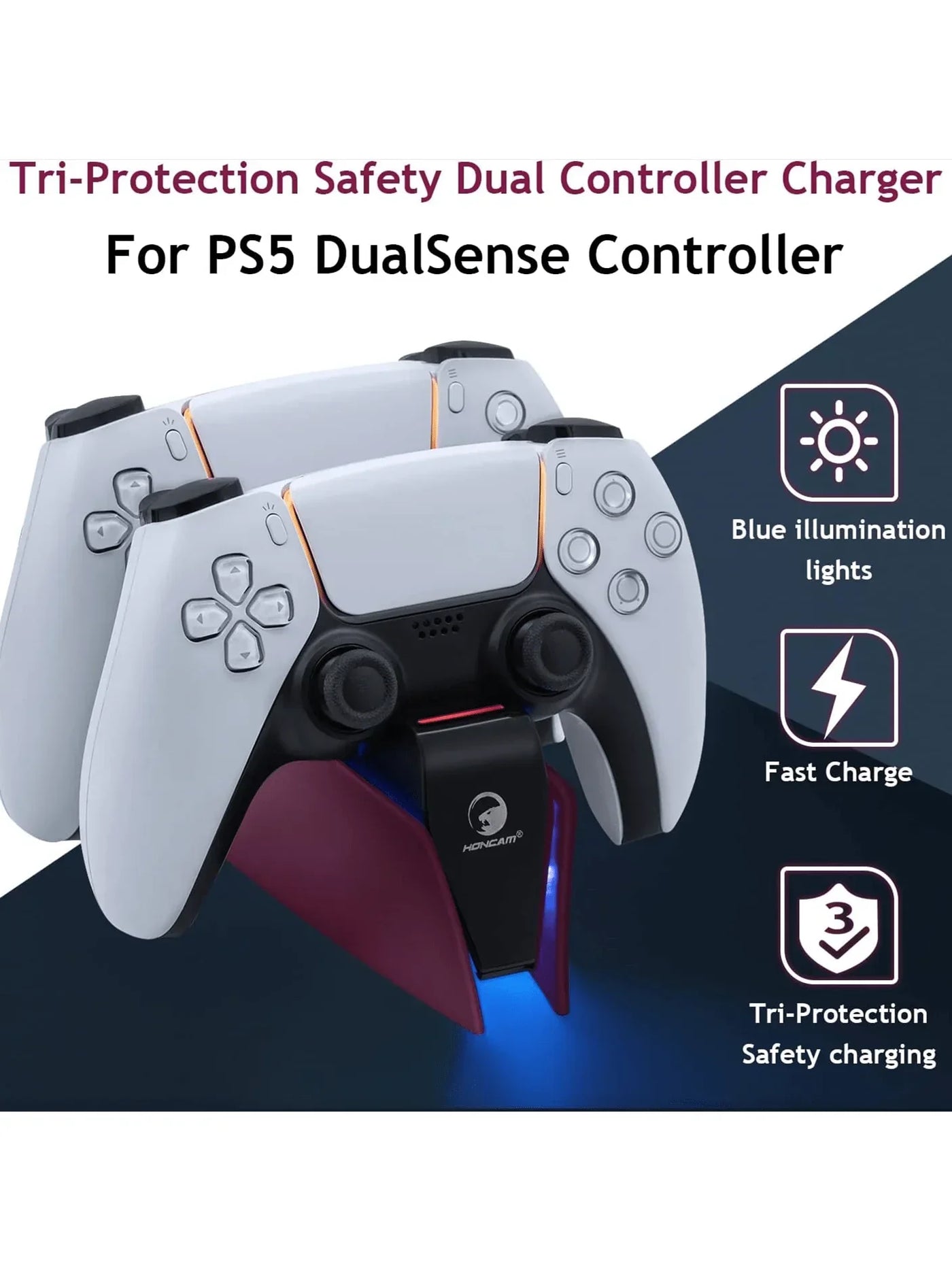 Game Wireless Charging Station for PS5 with Dual Fast Charger Dock and LED Charging Indicators