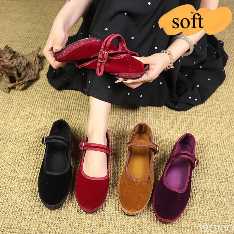 Spring summer autumn fashion retro suede outdoor beach women's flat shoes red gentle dress date versatile women's single shoes