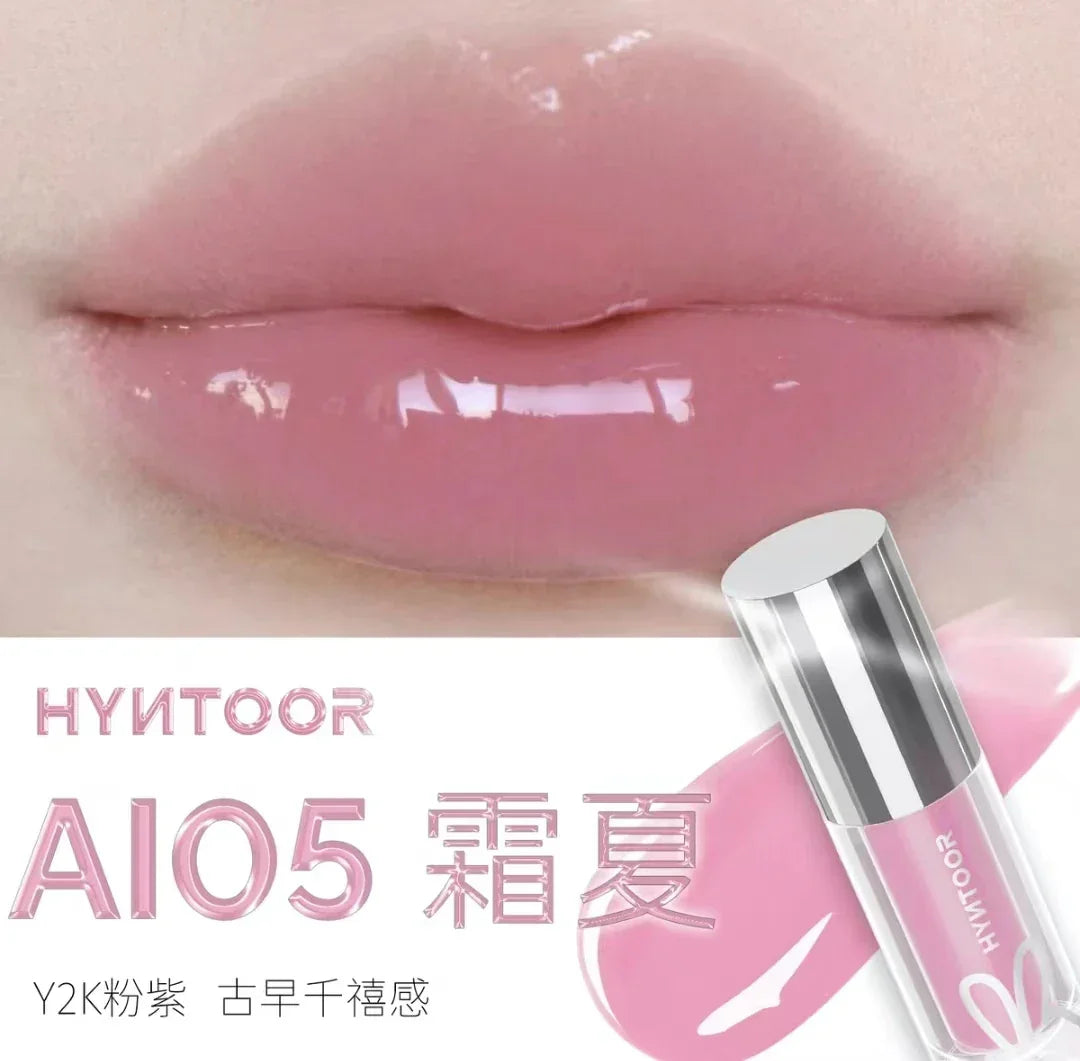 HYNTOOR Lip Gloss Shiny Shimmer Mirror Hydrating Moisturizing Water Shine Lipstick Nourishing Care Dewy Lip Makeup