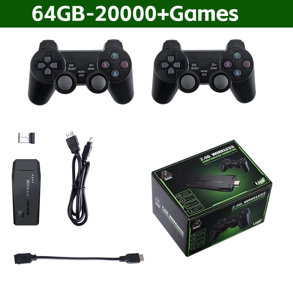 NEW M8 Game Console Built-in 20000+ 64GB Two-person Wireless Controller 2.4G Stick 4K HD PS1 GBA Video Children's Christmas Gift