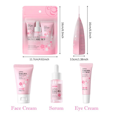 LAIKOU Sakura Skin Care Sets Facial Cleanser Face Cream Serum Toner Moisturizing Brightening Anti Wrinkles Kit