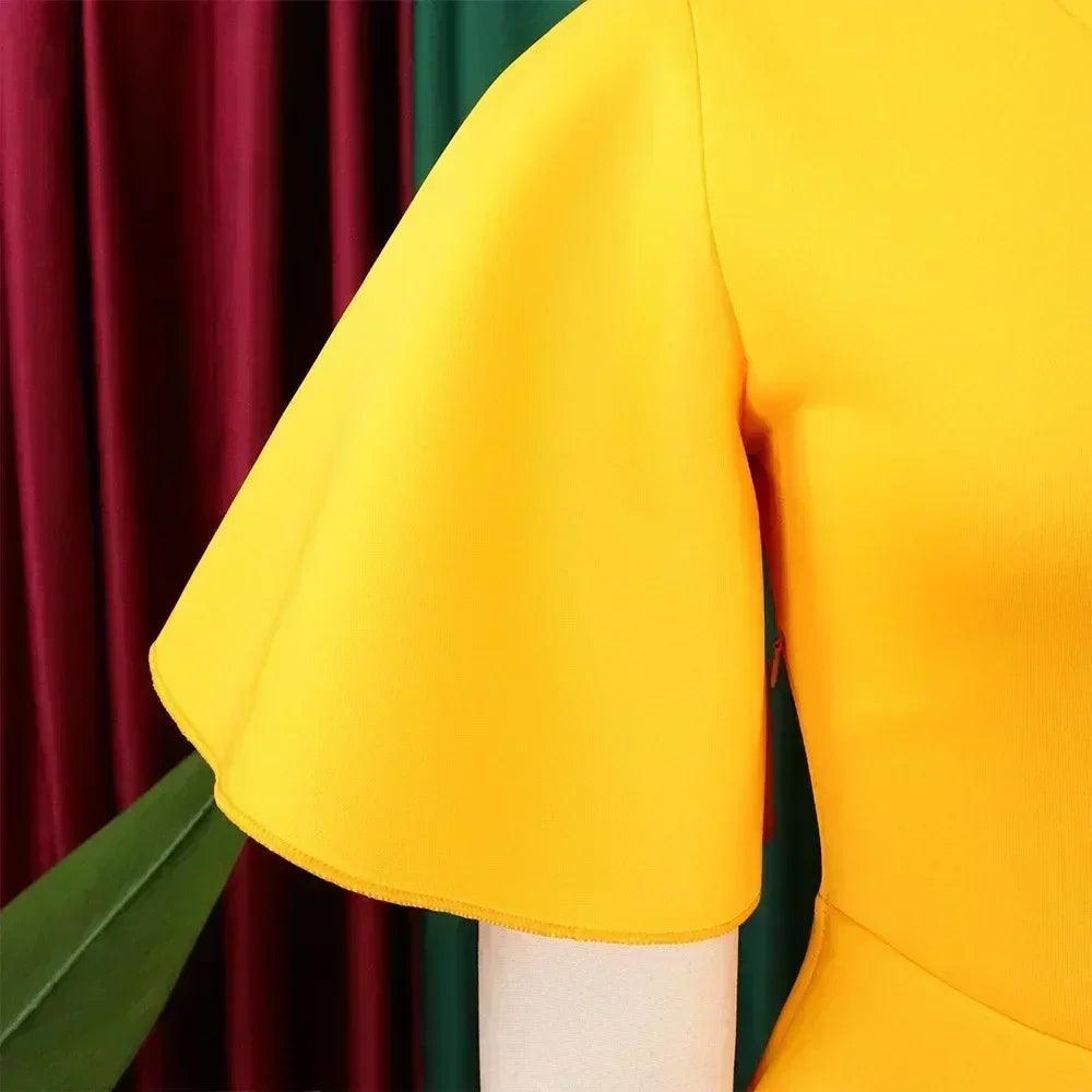Elegant party dresses for women v neck ruffles sleeve high waisted pleated mid calf luxury birthday dinner vestidos