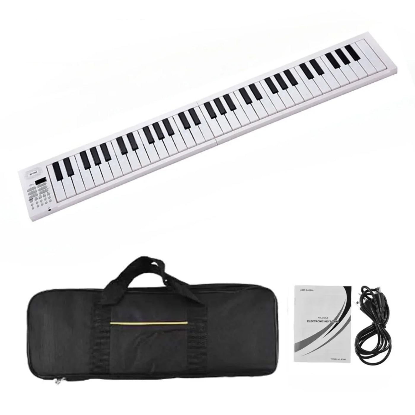 61 Key Foldable Electronic Piano Portable Piano Keyboard w/LED Display/Built-in Battery/Electronic Keyboard Musical Instrument