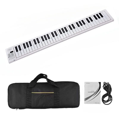 61 Key Foldable Electronic Piano Portable Piano Keyboard w/LED Display/Built-in Battery/Electronic Keyboard Musical Instrument