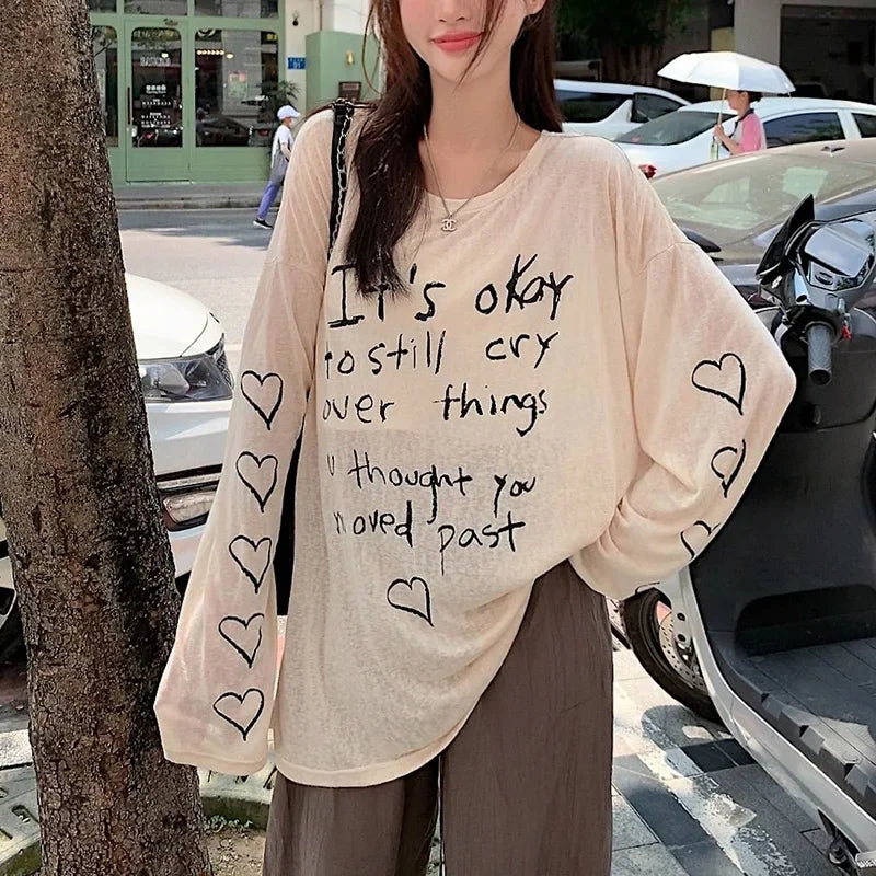 Women T-shirts Retro Letter Printed