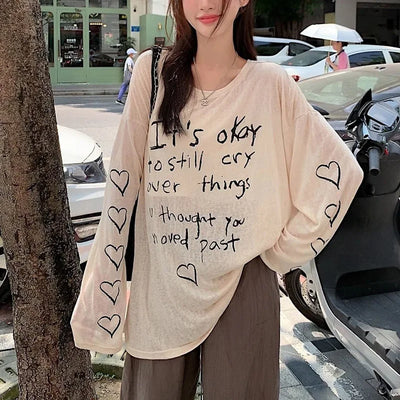 Women T-shirts Retro Letter Printed