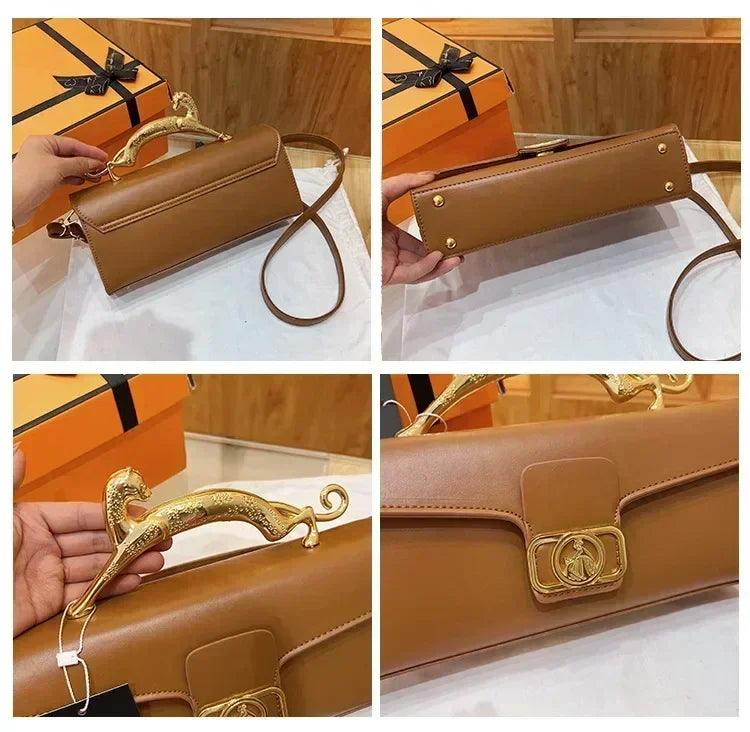 Women’s handbag new bags for women metal handle leather famous brand designer crossbody fashion trend shoulder bag