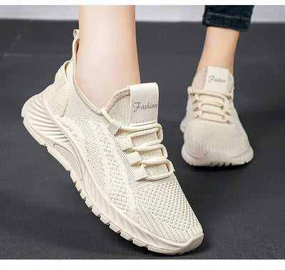 2025 Designer Women Casual Sneakers Sports Shoes Fashion Brand Lace Up Loafers Female Knitted Mesh Breathable Shoes for Women