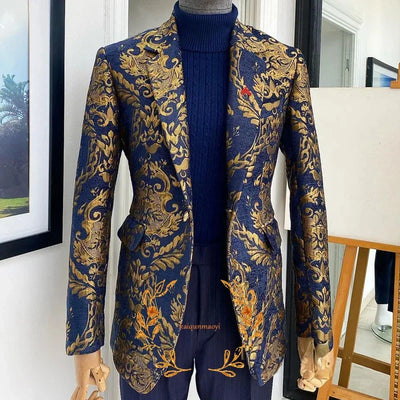 Jacquard Men's Blazer Pants 2-piece Set Formal Party Dress Groom's Tuxedo Customized XS-5XL Fashion Outfit