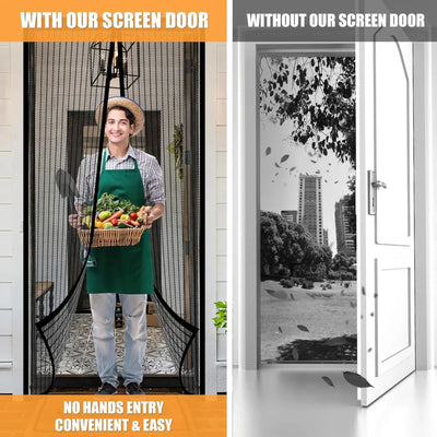 Magnetic Screen Door - Keeps Bugs Out Let Breeze in, Self Sealing, Heavy Duty, Hands Free Mesh Partition