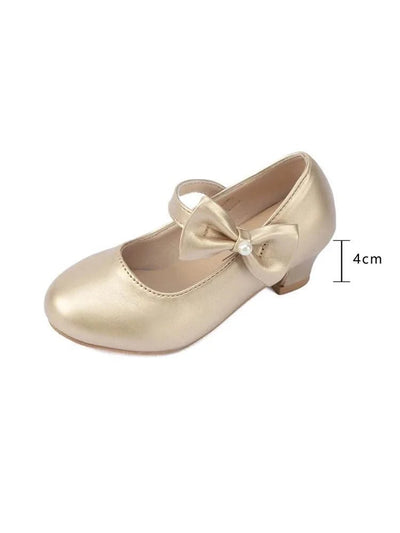 Children's Leather Shoes with Simple Bow  | Girls' Princess Shoes |Kids Dance Performance Shoes |for Parties, Flower Girls, Fancy Dress