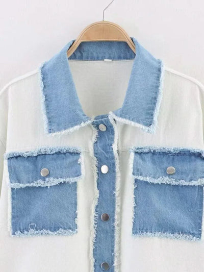 HipSeam Patchwork Bomber Jacket Women Casual Denim Women's Short