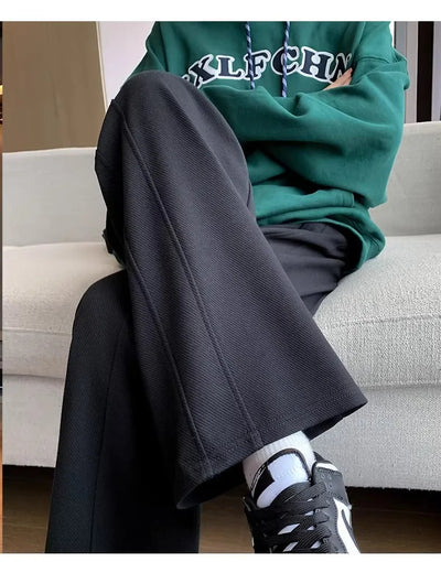 Narrow Version of Wide-leg Pants for Women in Spring Autumn High Waist Drooping Slim Casual Straight American Sports Twill