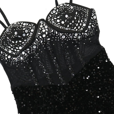 Long Dresses With Sleeves Strapless Sequin Womens Dresses See-through Elegant Party Evening Dress Birthday Prom Maxi Dress XSY22