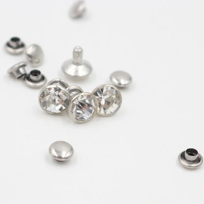 Colorful Crystal Rhinestone For Nails Rivets Studs For Leathercraft 100Sets Horse Tack Rivet Leather Belt Bags Clothing