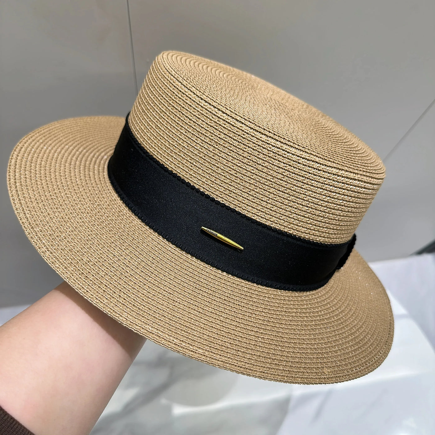 French Sunscreen Hat Women Summer Straw Hats Female Big Bim Flat Top Sunshade Cap Travel Beach Sun Visors Fisherman Cap