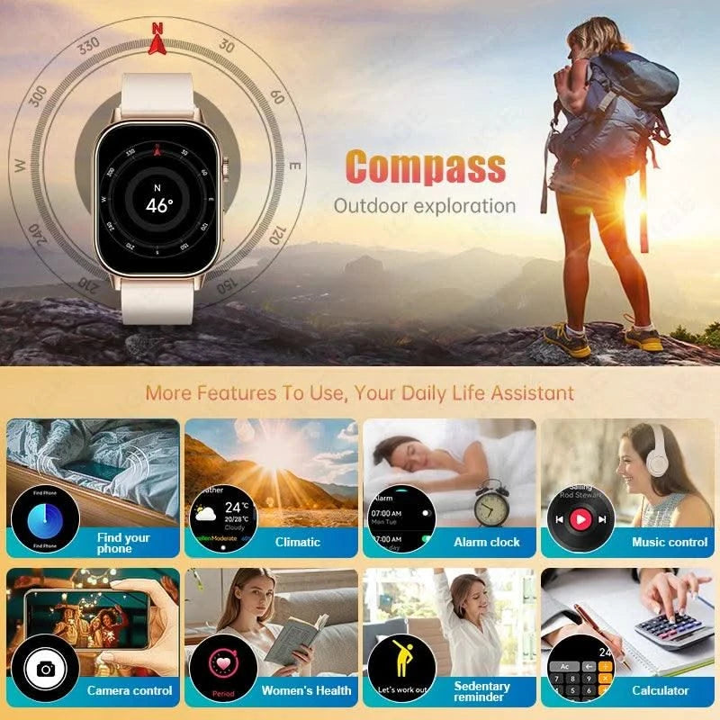 LIGE GPS Trajectory Smart Watch Women 2.01" HD Screen Compass Bluetooth Call Heart Rate Blood Oxygen Men Smartwatches 2025 New