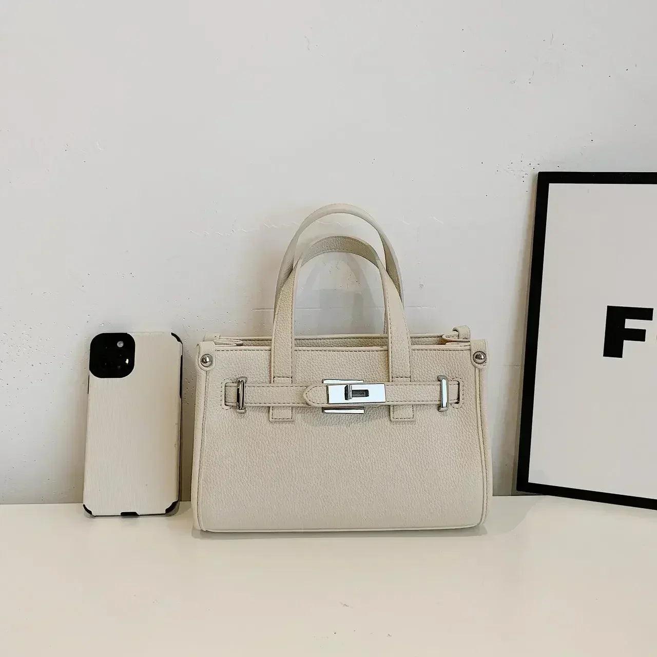Designer ladies tote bag with leather handles elegant crossbody shoulder for work and travel
