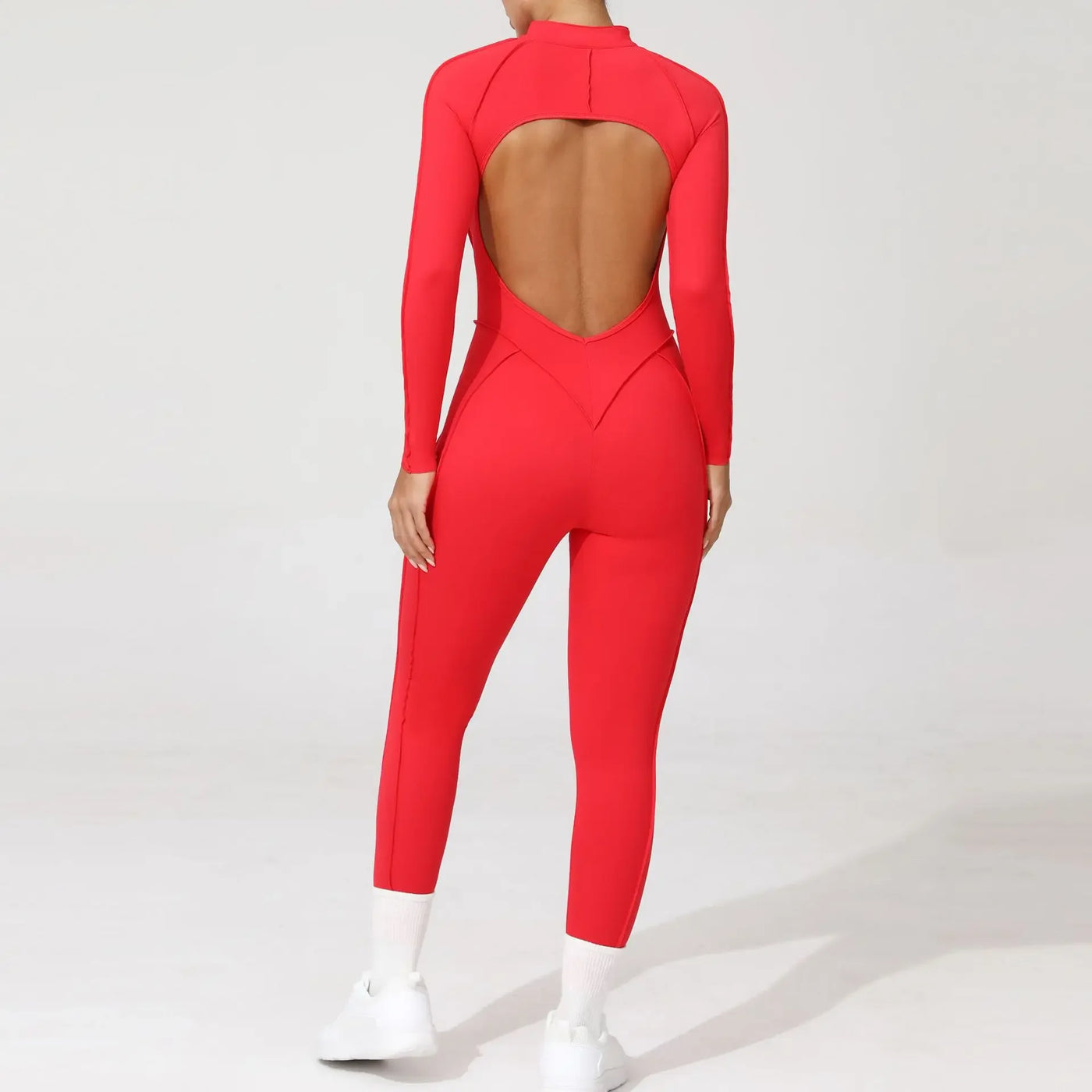 Seamless Yoga Jumpsuits Sports Fitness Peach Hip Half-open Zipper Tight Backless One-piece Workout Gym Tracksuits for Women