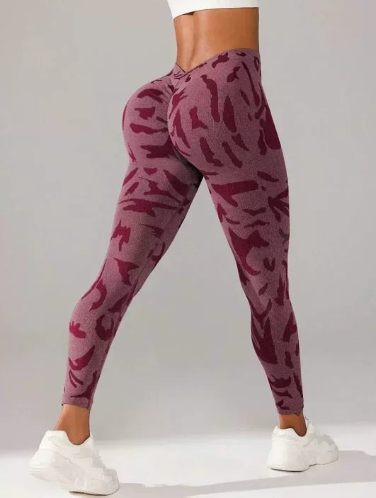 Women V-waist Printed Seamless Leggings