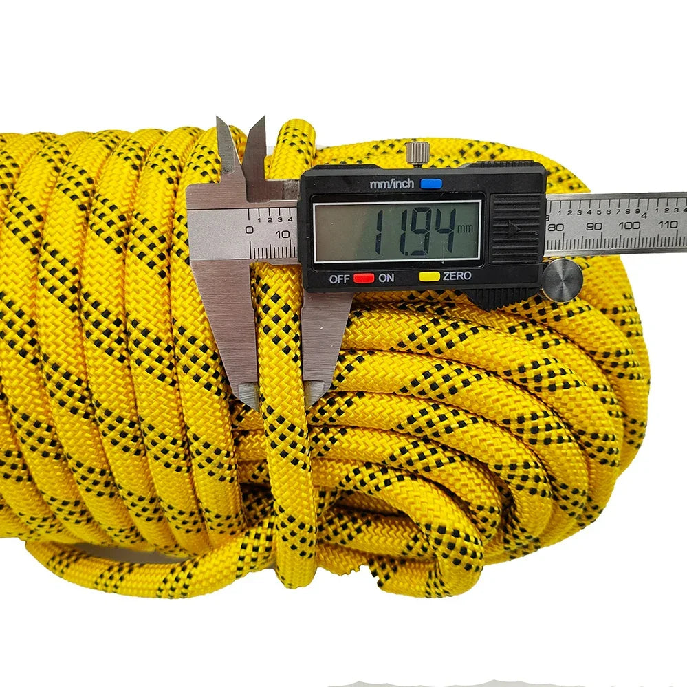 12mm 50m Outdoor Climbing Rope Escape Rescue Static Rope Rock Equipment Mountaineering Lifeline Emergency Survival Safety Gear