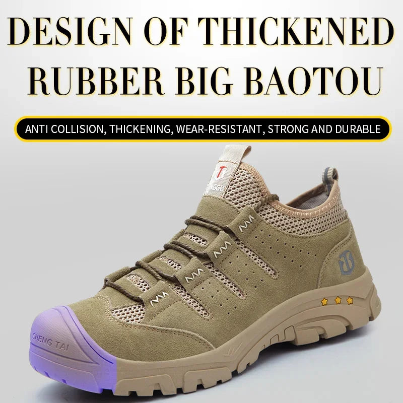 Men's safety shoes are impact resistant, puncture resistant, soft, comfortable, breathable, non slip, and lightweight work shoes