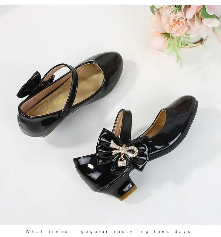 Children's Leather High Heels Shoes | Casual Soft Bottom Footwear Kids