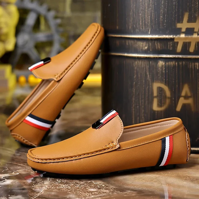 MAEDEF Men's Loafers High Quality Anti-slip Casual Shoes Men's Leather Loafer Outdoor Breathable Lightweight Soft Driving Shoes
