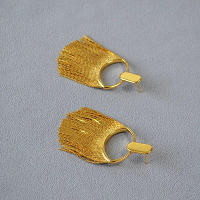 Fashion Statement Long Statement Gold Plated Bling Tassel Earring For Women Female Stainless Steel Wedding Daily Pendant Jewelry