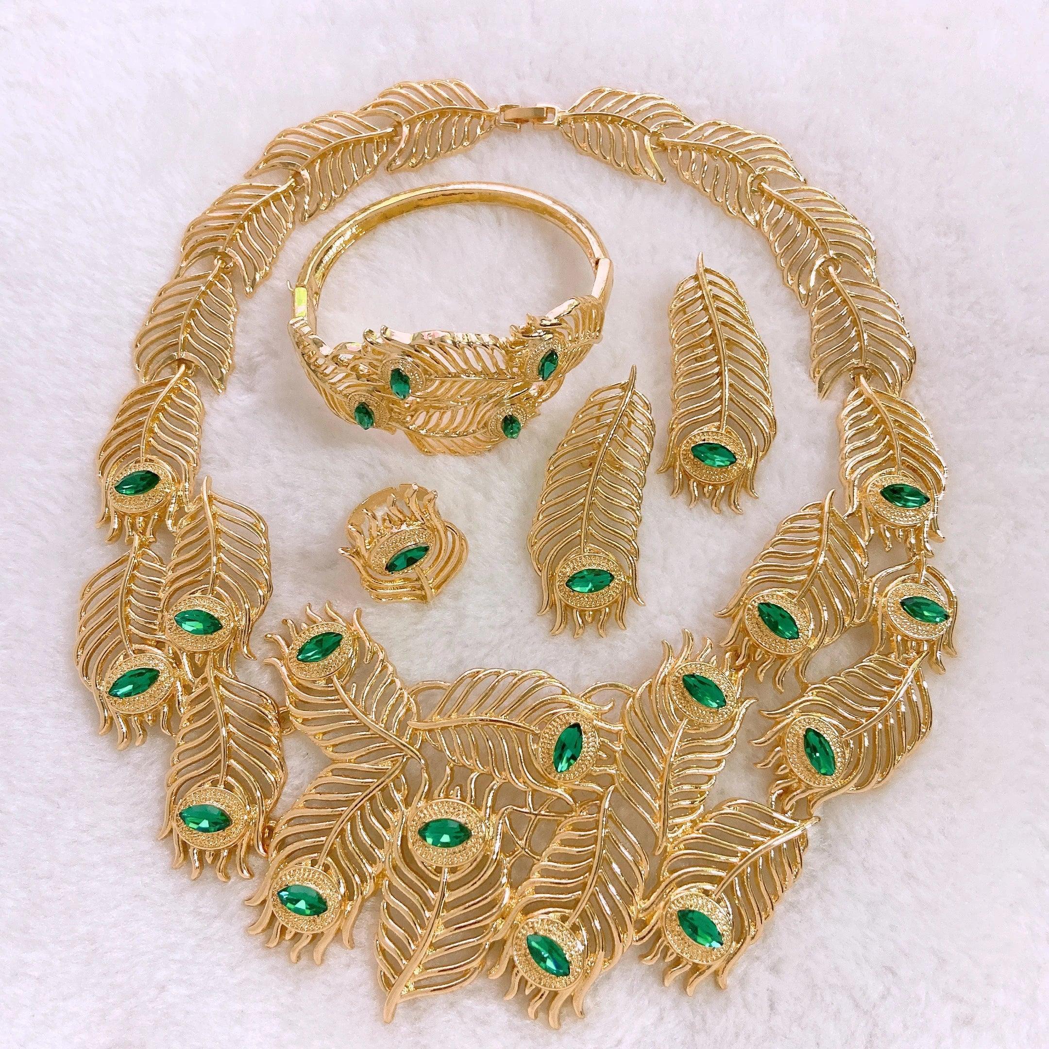 Luxury woman long necklace unique design italian wedding party earrings bracelets gold plated jewelry accessories high