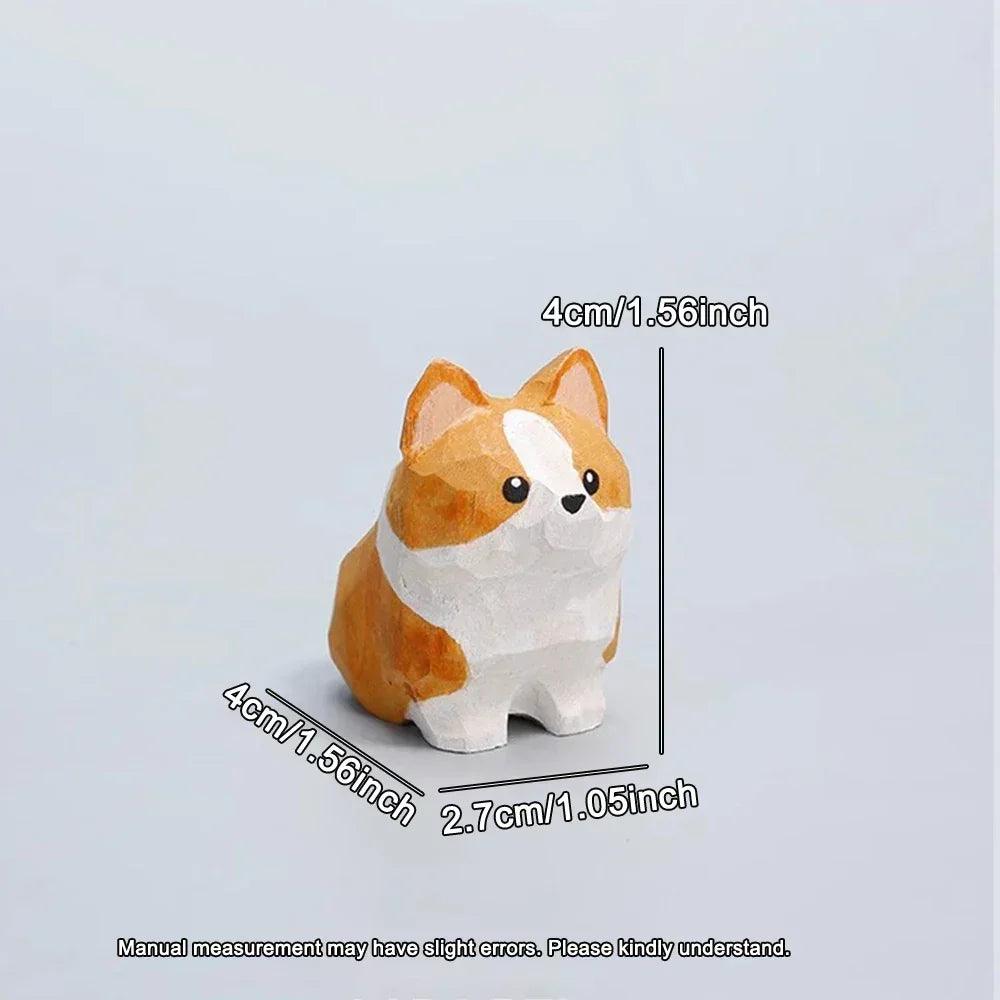 Handcrafted wood carving home decorations decoraciones para el hogar desk accessories room decor handmade corgi statue