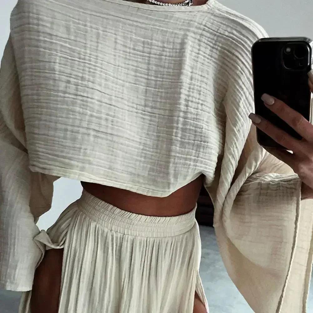 2 pcs/set women crop top ski rt set