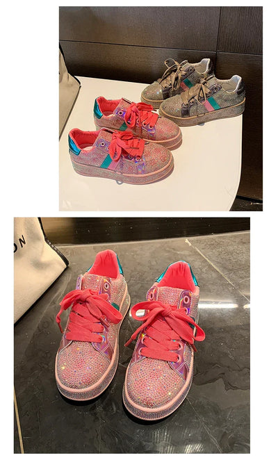 Women Sneakers 2025 New Sparkles Luxury Platform Designer Shoes for Woman Trainers Rhinestone Fashion Casual Sneakers Women