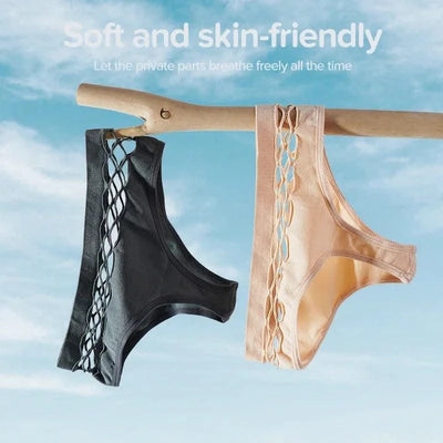 Sexy Women's Thong Panties Mid Waist Hollow G-Strings Lingerie Breathable Nylon Underwear Ladies Thongs Underpants