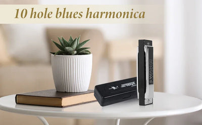 Diatonic Blues Harmonica 12 Keys Available Mouth Organ Harmonica10 Hole 20 Tone Diatonic Harp with Case for Student Teacher Gift
