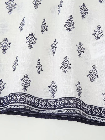 Women's Puffy Sleeve Linen Printed Top