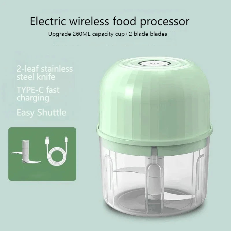 Food Chopper, Electric Mini Vegetable Chopper, USB Rechargeable Garlic Grinder, Portable Processor For Food Kitchen Blenders
