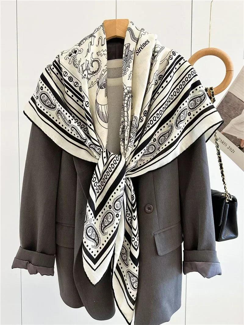 Large square wool blanket scarf wraps women shawl 132x132cm