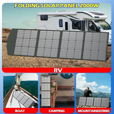 Flexible, Foldable, High Efficiency Solar Panel, Travel & Phone & Boat, Portable 12V 2000w 1500w 1000w 500w Solar Panel Kit